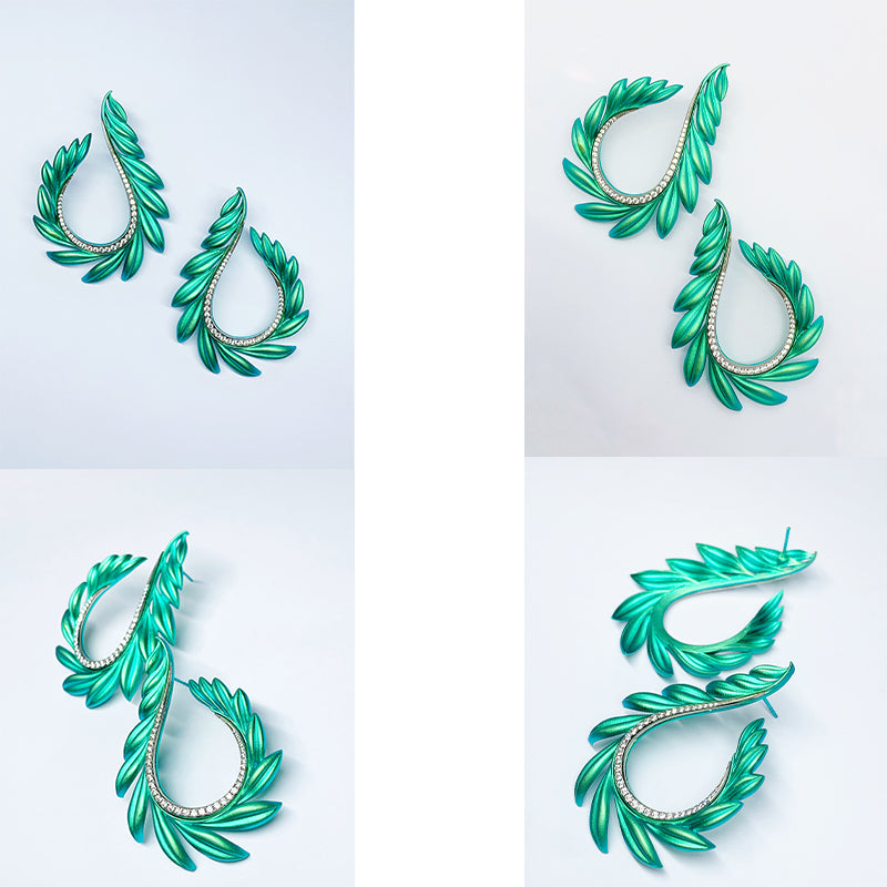 Titanium Phyllotaxy Earrings: Engineered Layers, Organic Motion