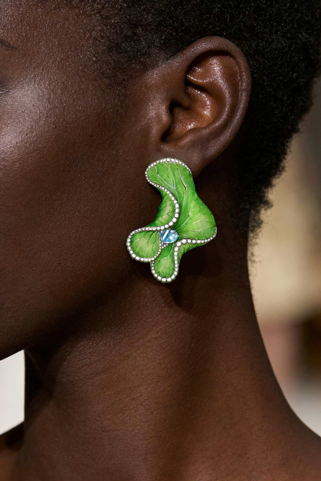 Fern's Dewdrop · Coagulated Blue | Titanium Earrings with Heart Shape Aquamarine & Lab Created Diamond Accents