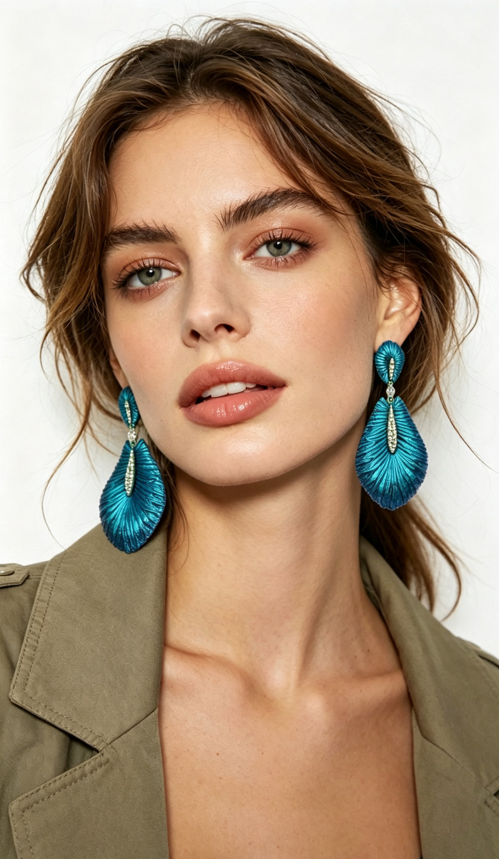 Veined Wings of Life – Titanium Earrings with Marquise Diamond & Pavé Accents