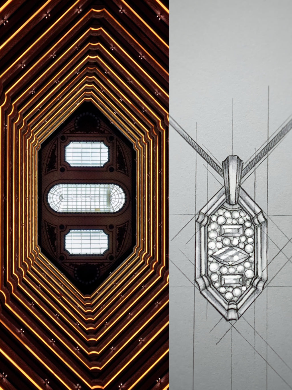Layered Star Emblem Titanium Pendant | Shield Badge Design with Marquise & Baguette Pavé Synthetic Diamonds