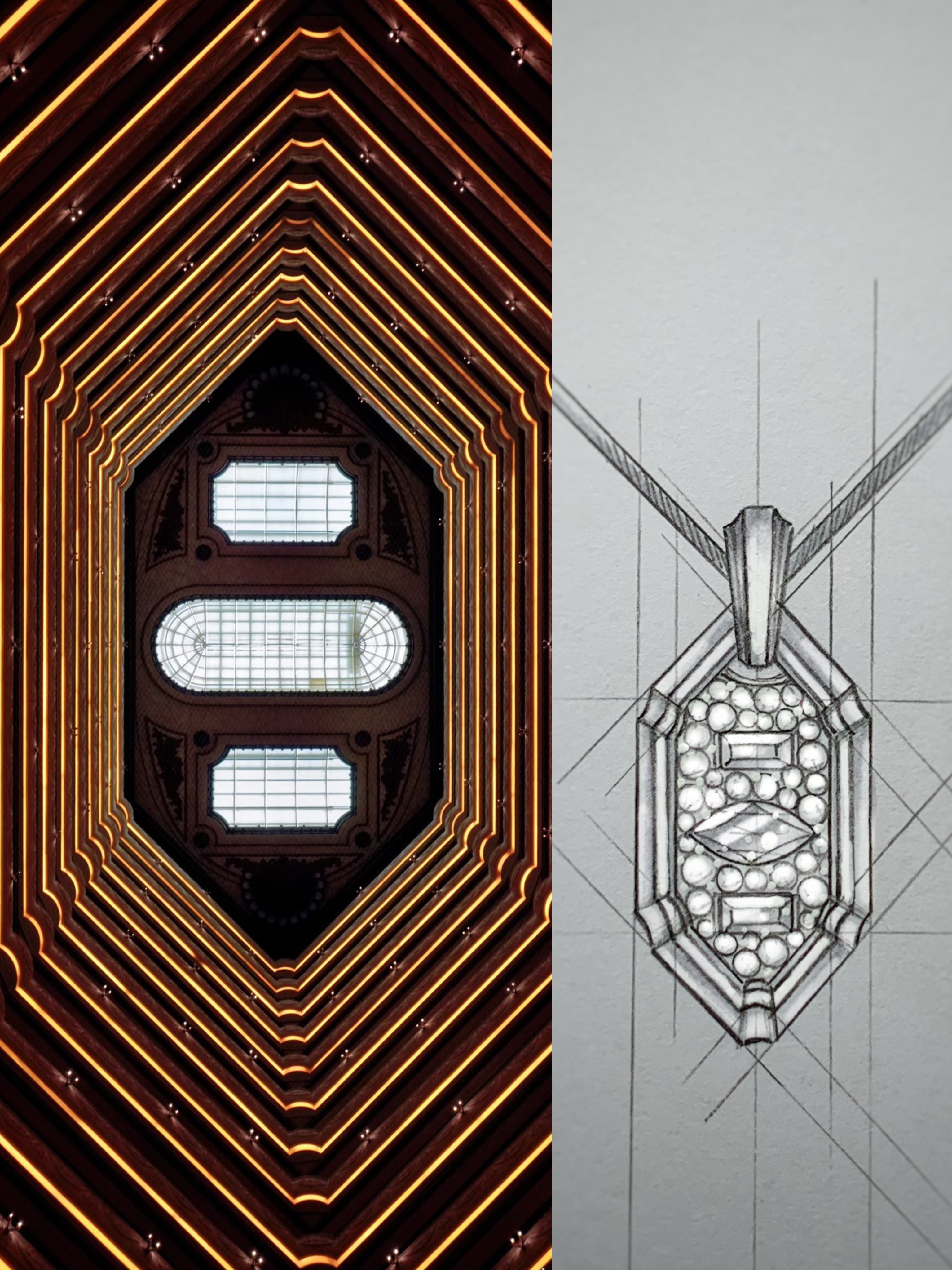 Layered Star Emblem Titanium Pendant | Shield Badge Design with Marquise & Baguette Pavé Synthetic Diamonds
