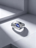 Diamond Prism Titanium Geometric Ring | Marquise Synthetic Spinel with Pavé Synthetic Spinels, Custom Ring Size Available