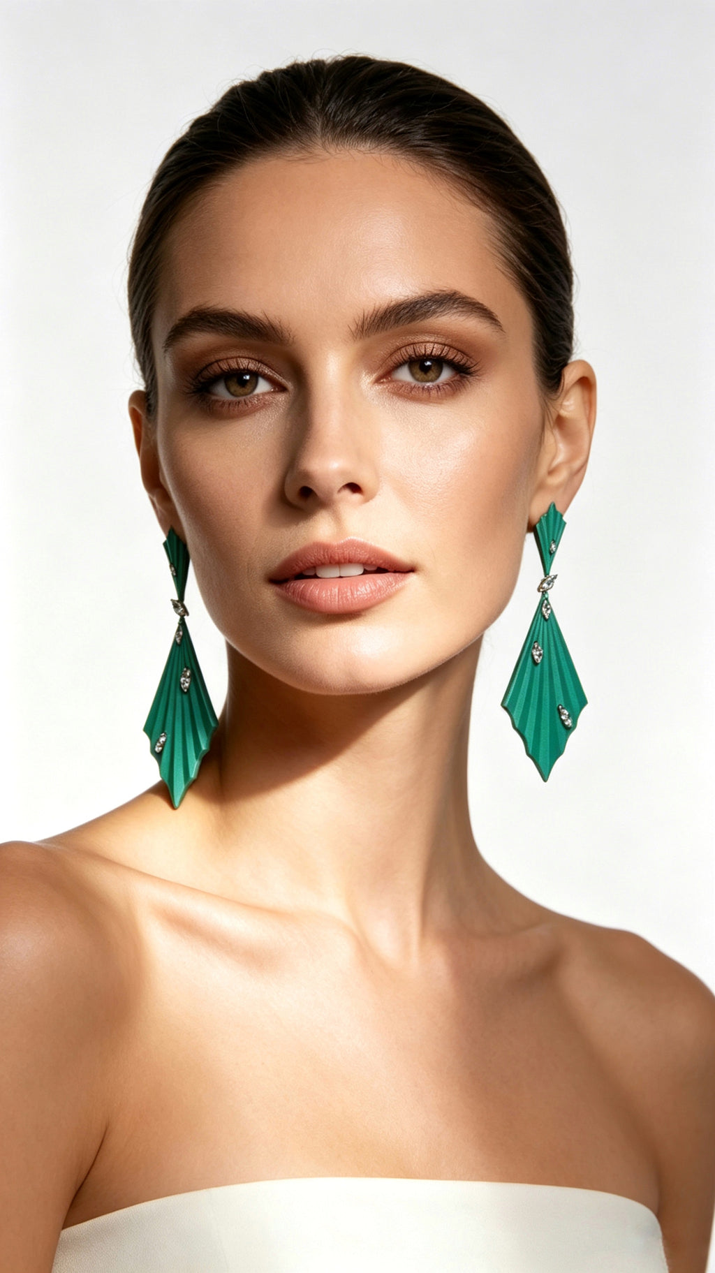 Prismdrop | Titanium Earrings with Pavé-Set Synthetic Diamonds, Geometric Botanical Jewelry