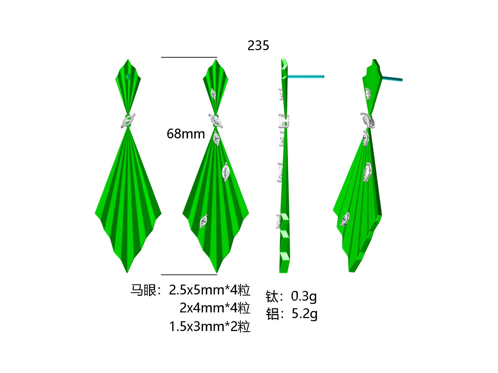 Prismdrop | Titanium Earrings with Pavé-Set Synthetic Diamonds, Geometric Botanical Jewelry