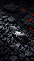 Twin Blades Titanium Open Ring | Dual Tip Pavé Synthetic Diamonds, Custom Ring Size Available