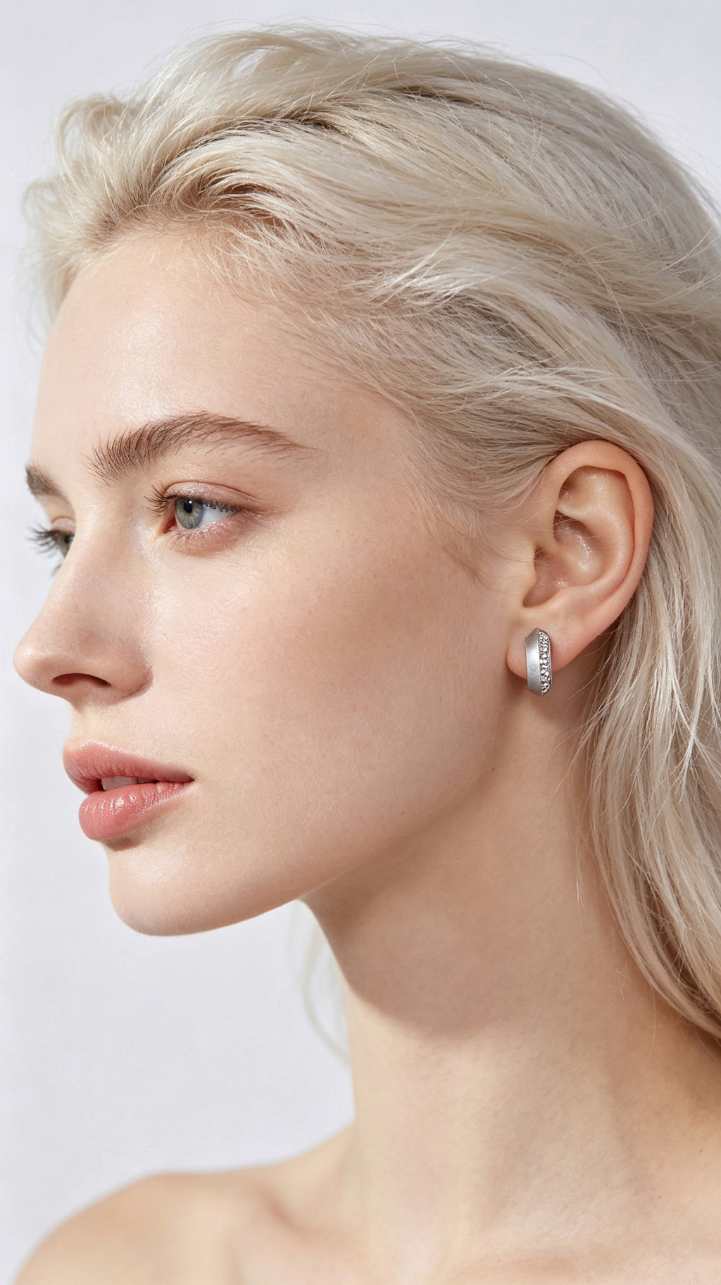 Orbit Crescent Titanium Huggie Earrings | Pavé Set Synthetic Diamond Band Earrings