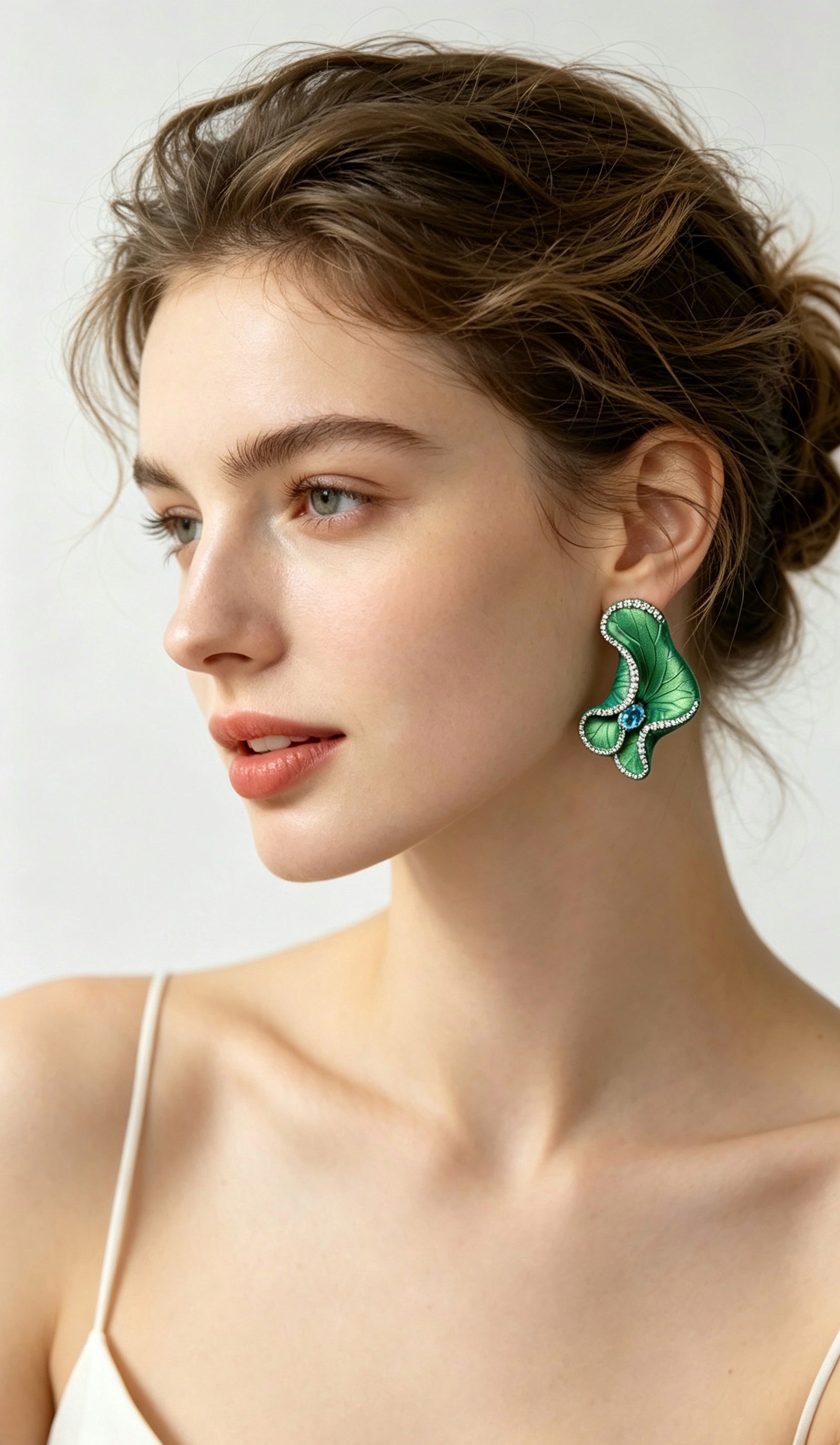Fern's Dewdrop · Coagulated Blue | Titanium Earrings with Heart Shape Aquamarine & Lab Created Diamond Accents