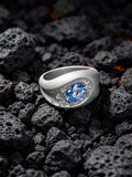 Meteor Crater Titanium Ring | Oval Synthetic Spinel with Scattered Pavé Synthetic Diamonds, Custom Ring Size Available