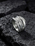 Swirl Surge Titanium Twist Ring | Multi-Layer Pavé Synthetic Diamonds, Custom Ring Size Available